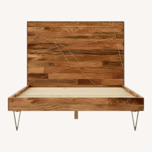 Used West Elm Queen Roar & Rabbit Brass Geo Inlay Bed for sale on AptDeco