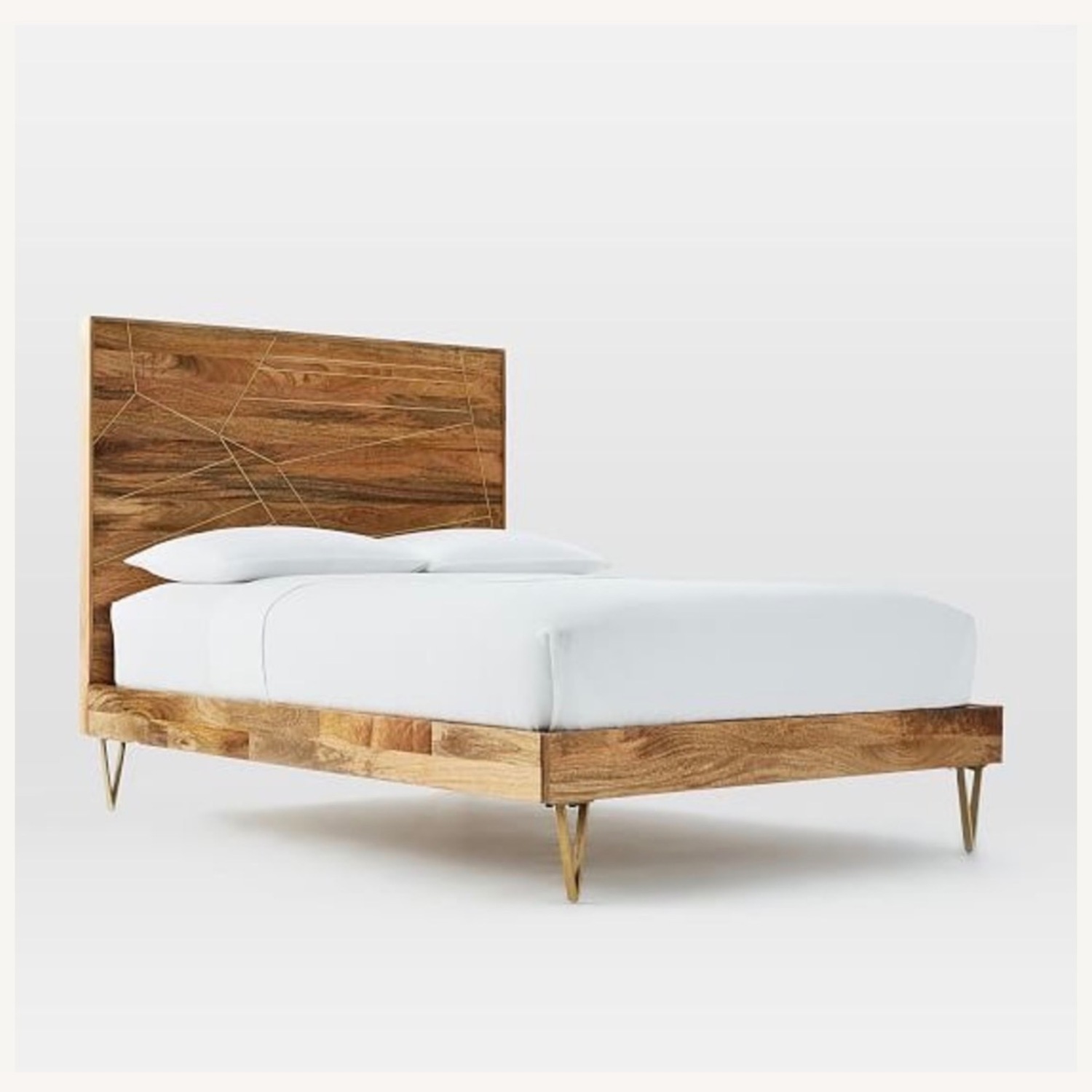West Elm Queen Roar & Rabbit Brass Geo Inlay Bed - image-7