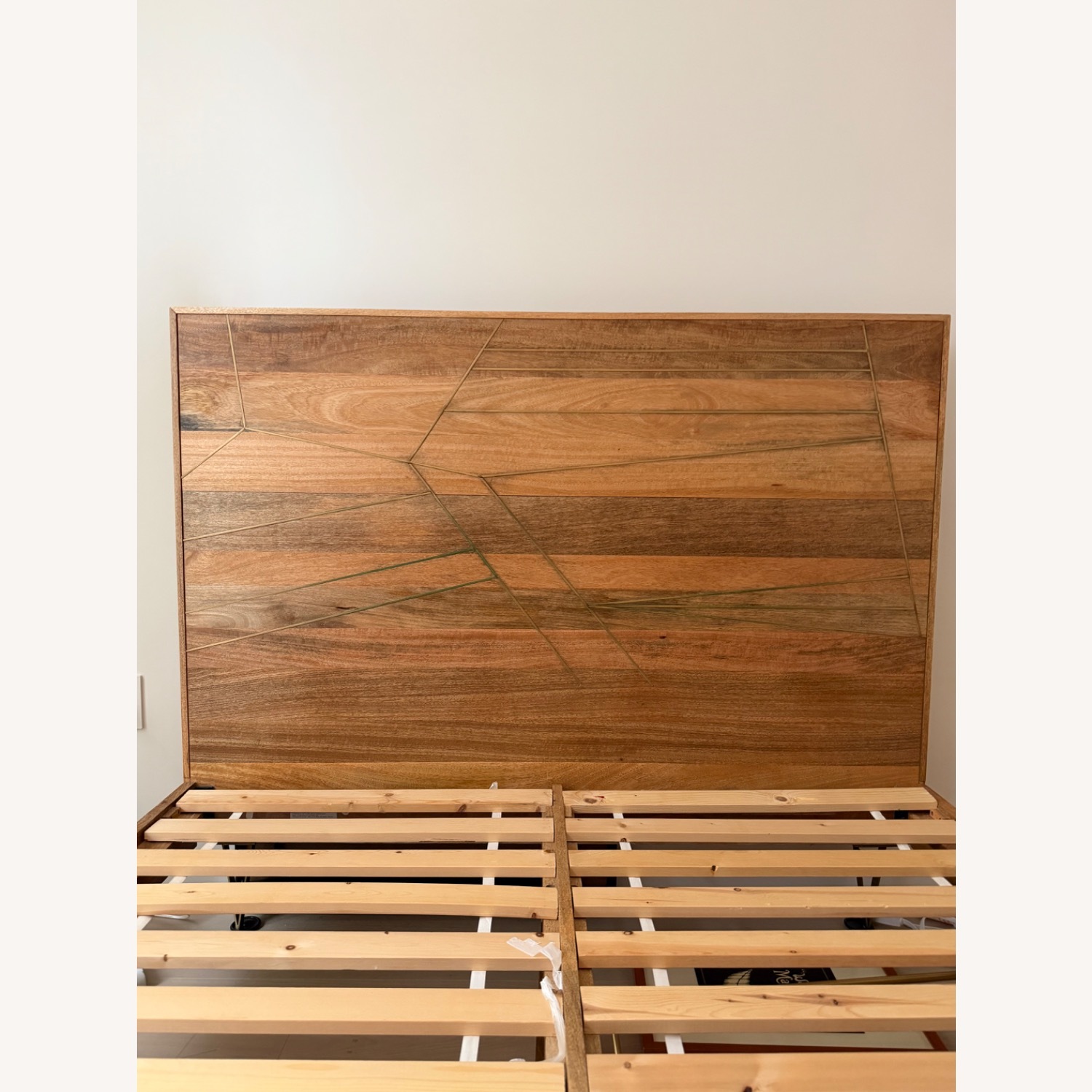 West Elm Queen Roar & Rabbit Brass Geo Inlay Bed - image-6