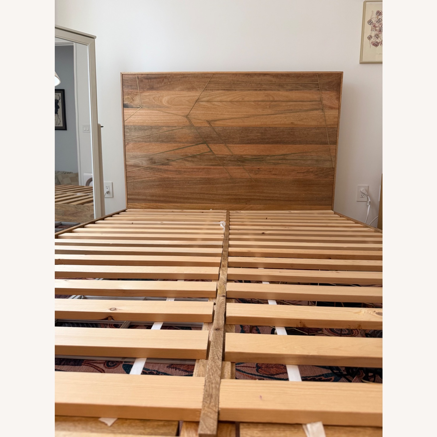 West Elm Queen Roar & Rabbit Brass Geo Inlay Bed - image-1