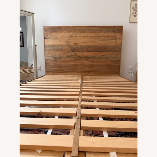 Used West Elm Queen Roar & Rabbit Brass Geo Inlay Bed for sale on AptDeco