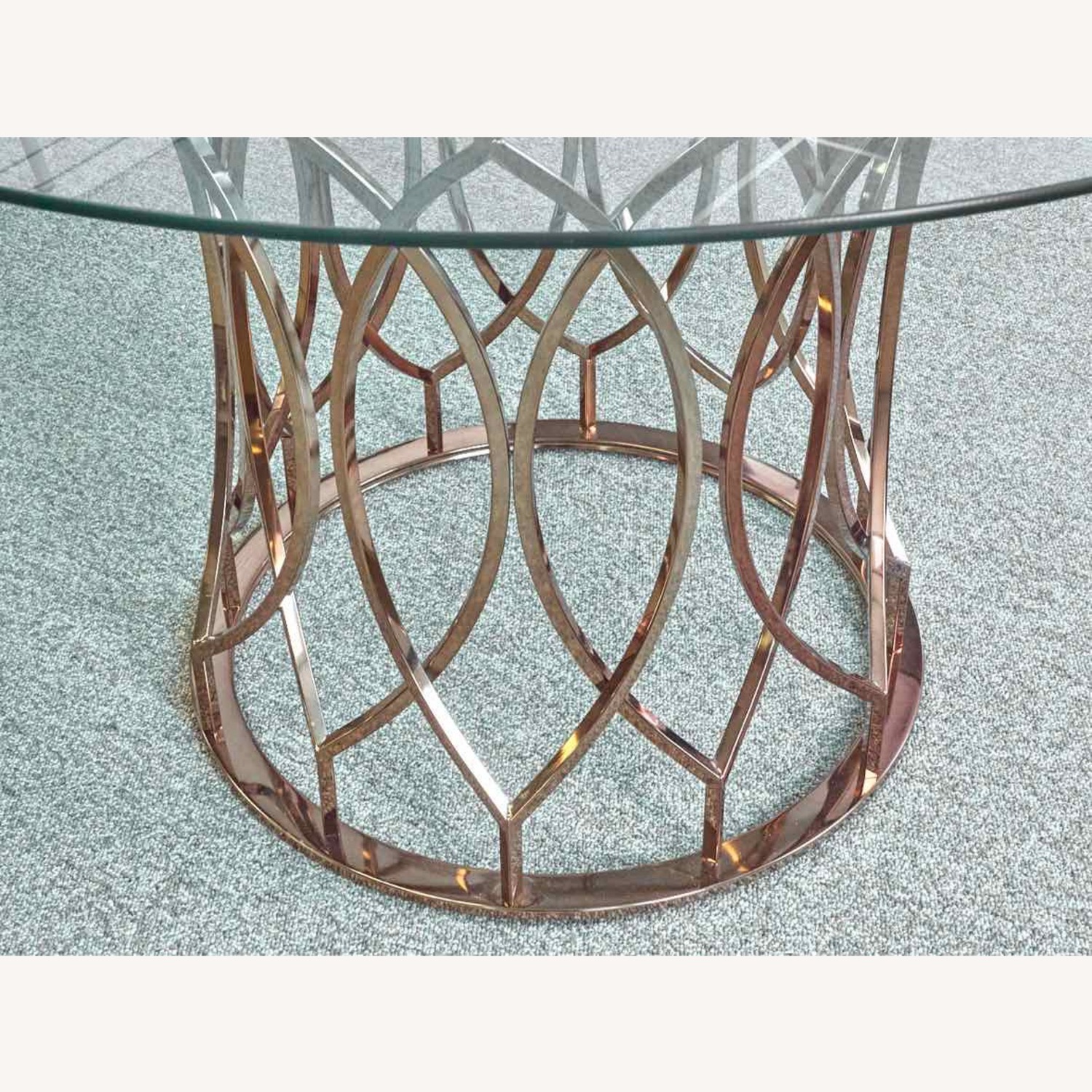 Davlin Round Glass Champagne Gold Base Top Dining Table  - image-5