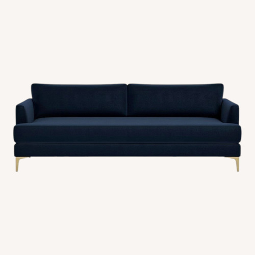 Used Interior Define Blue Velvet Sofa and Ottoman for sale on AptDeco