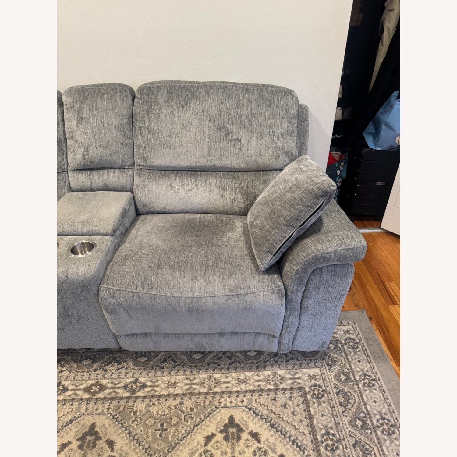 Renegade Gray 88'' Power Reclining Console Loveseat with USB Port - image-3