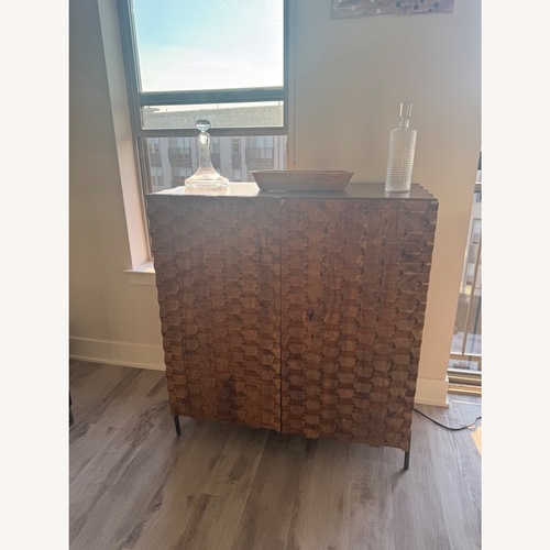Used Crate & Barrel  Dark Brown Wood Bar Cart for sale on AptDeco