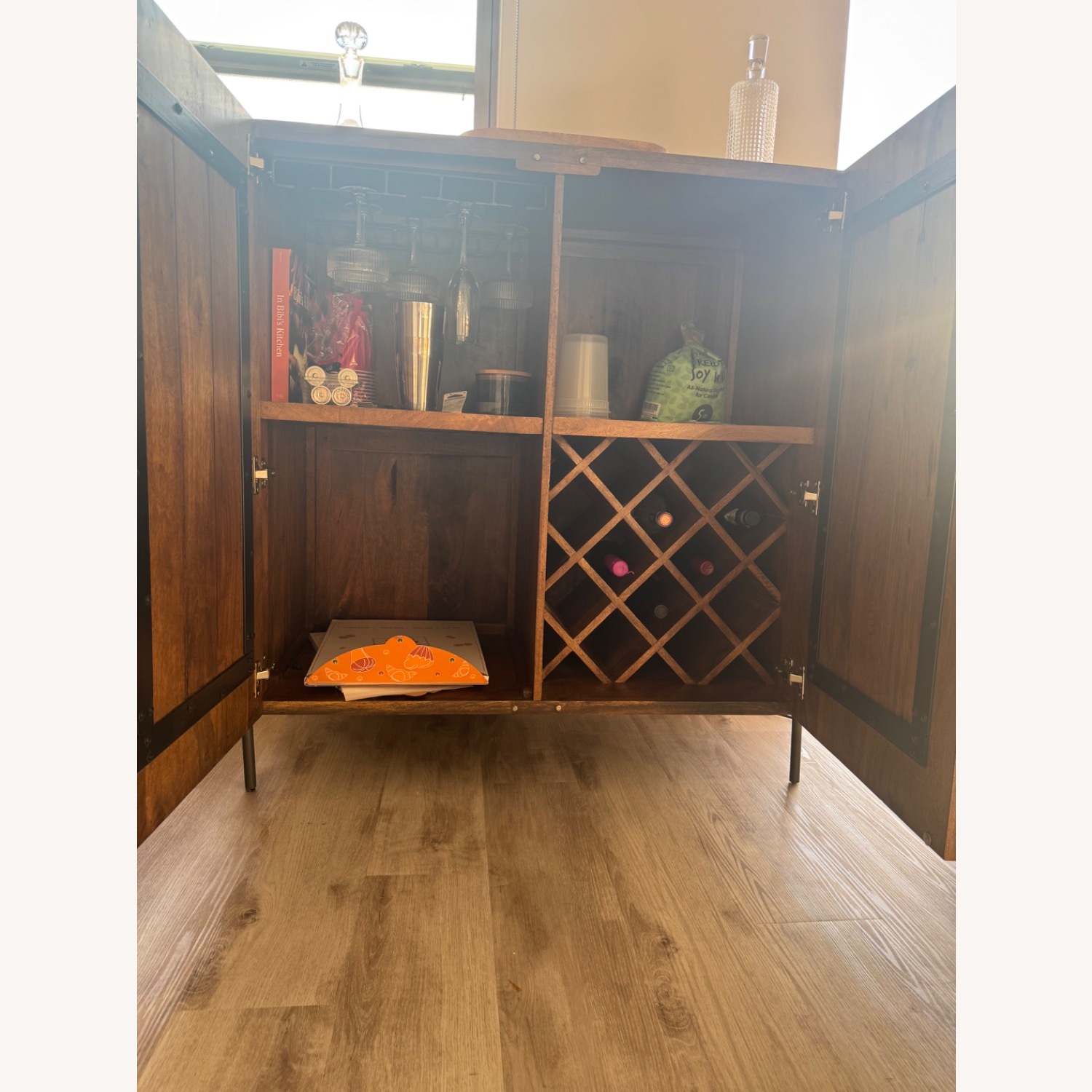 Crate & Barrel  Dark Brown Wood Bar Cart - image-3