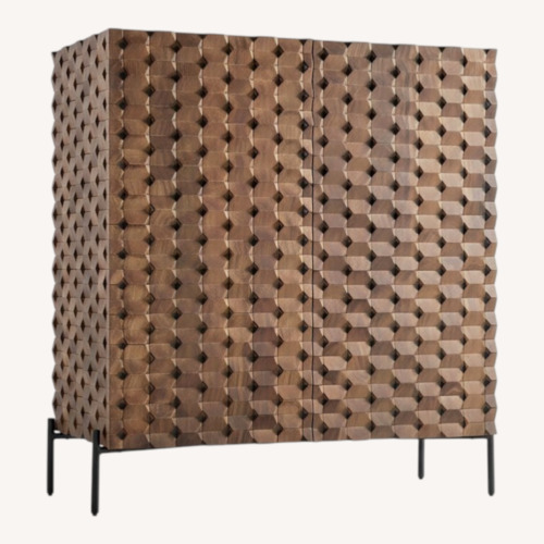 Used Crate & Barrel Dark Brown Wood Bar Cart for sale on AptDeco