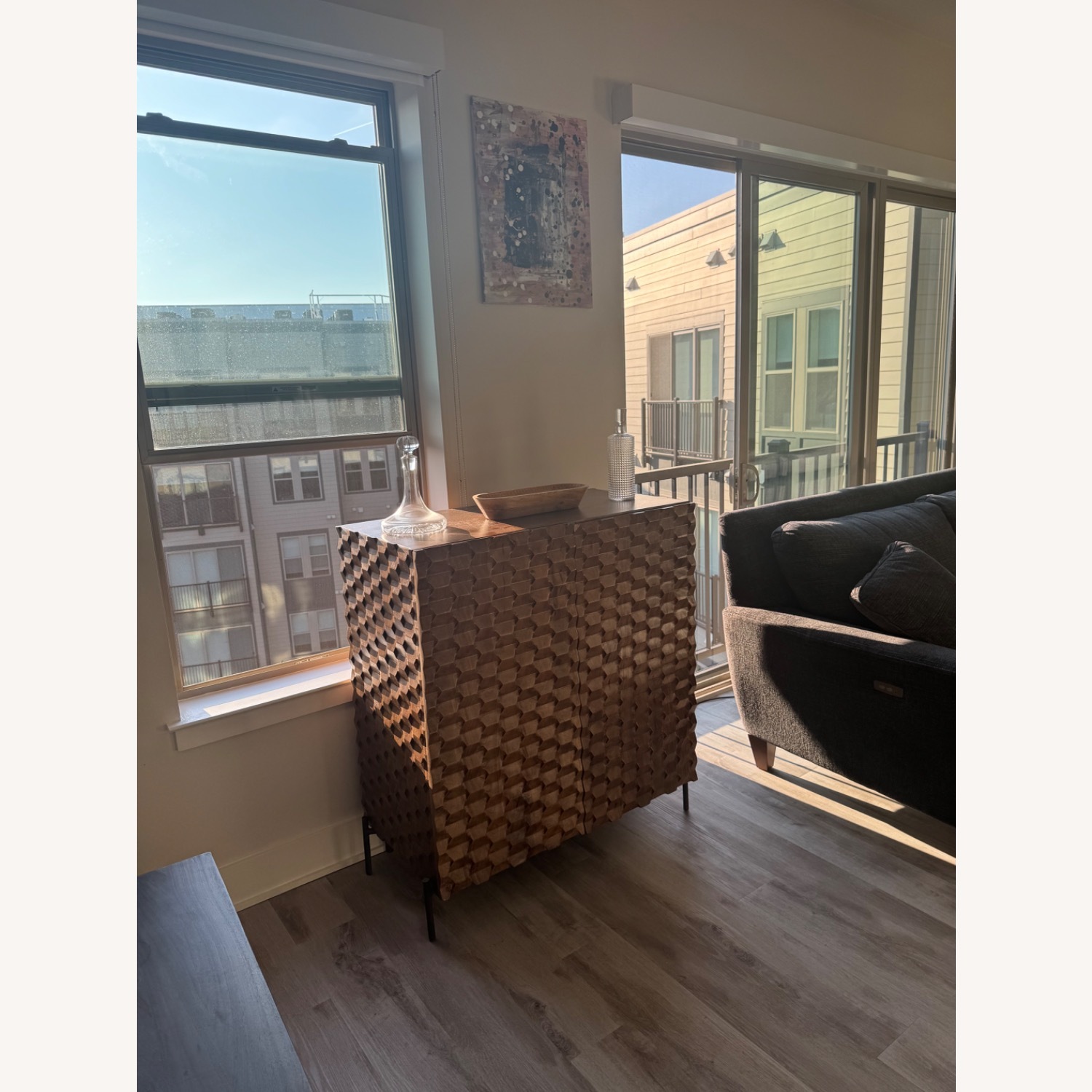 Crate & Barrel  Dark Brown Wood Bar Cart - image-2