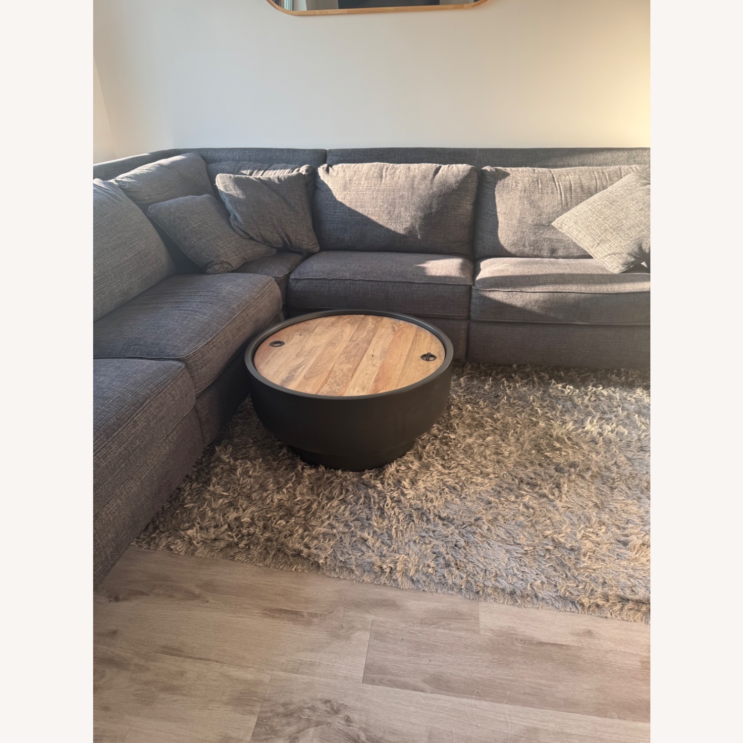 West Elm Drum Storage Coffee Table Burnt Wax - image-1