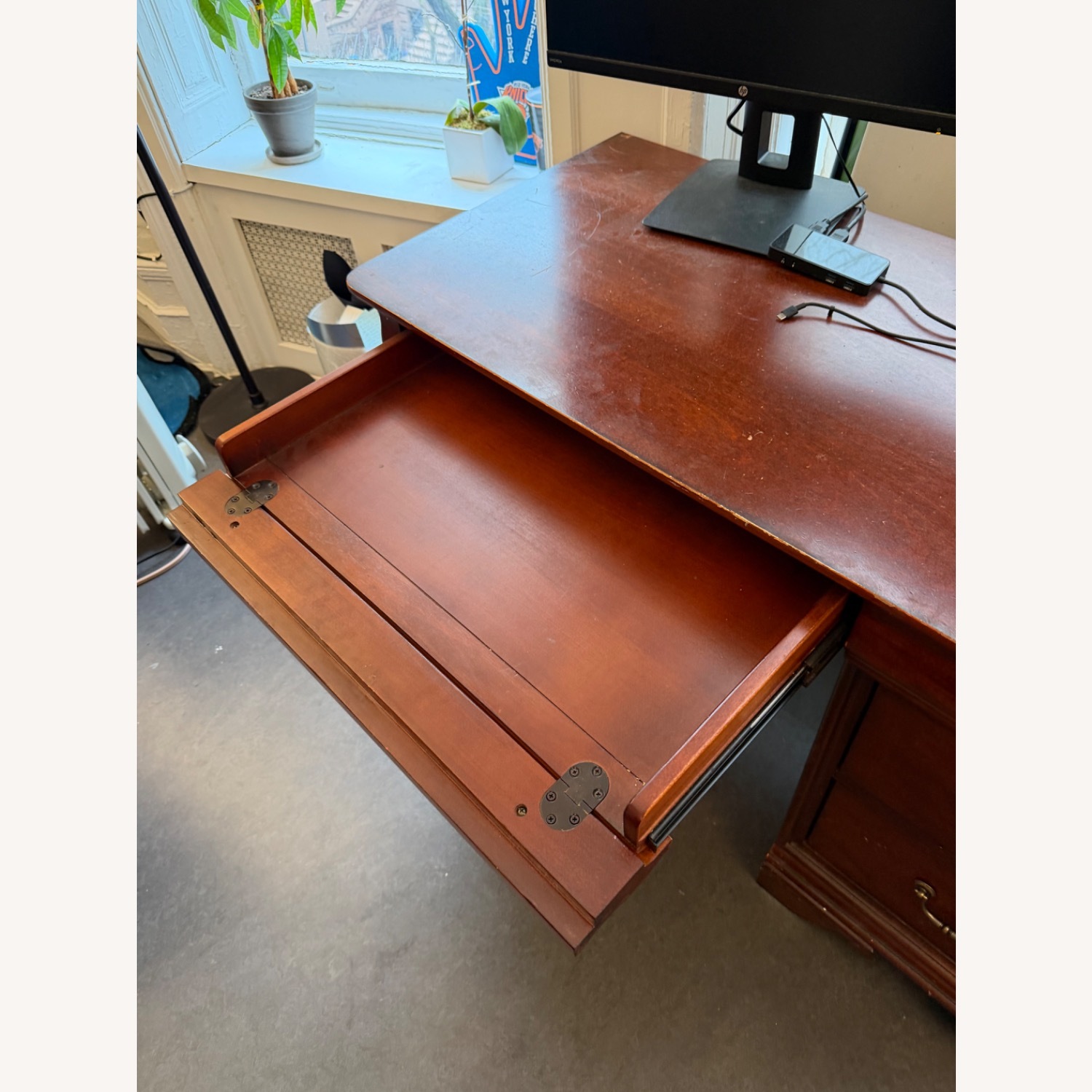 Raymour & Flanagan Dark Brown Wood Desk - image-5