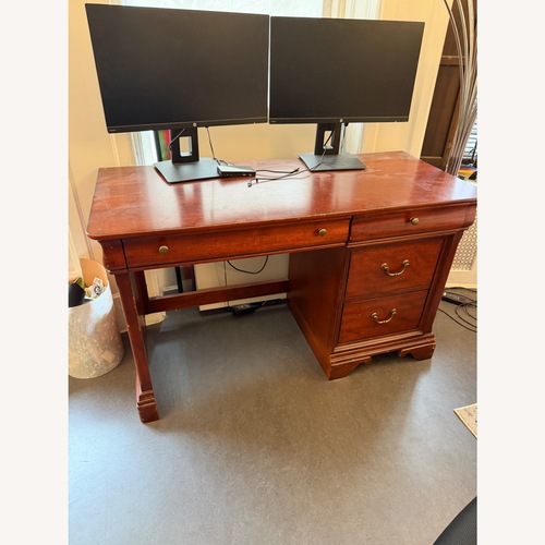 Used Raymour & Flanagan Dark Brown Wood Desk for sale on AptDeco