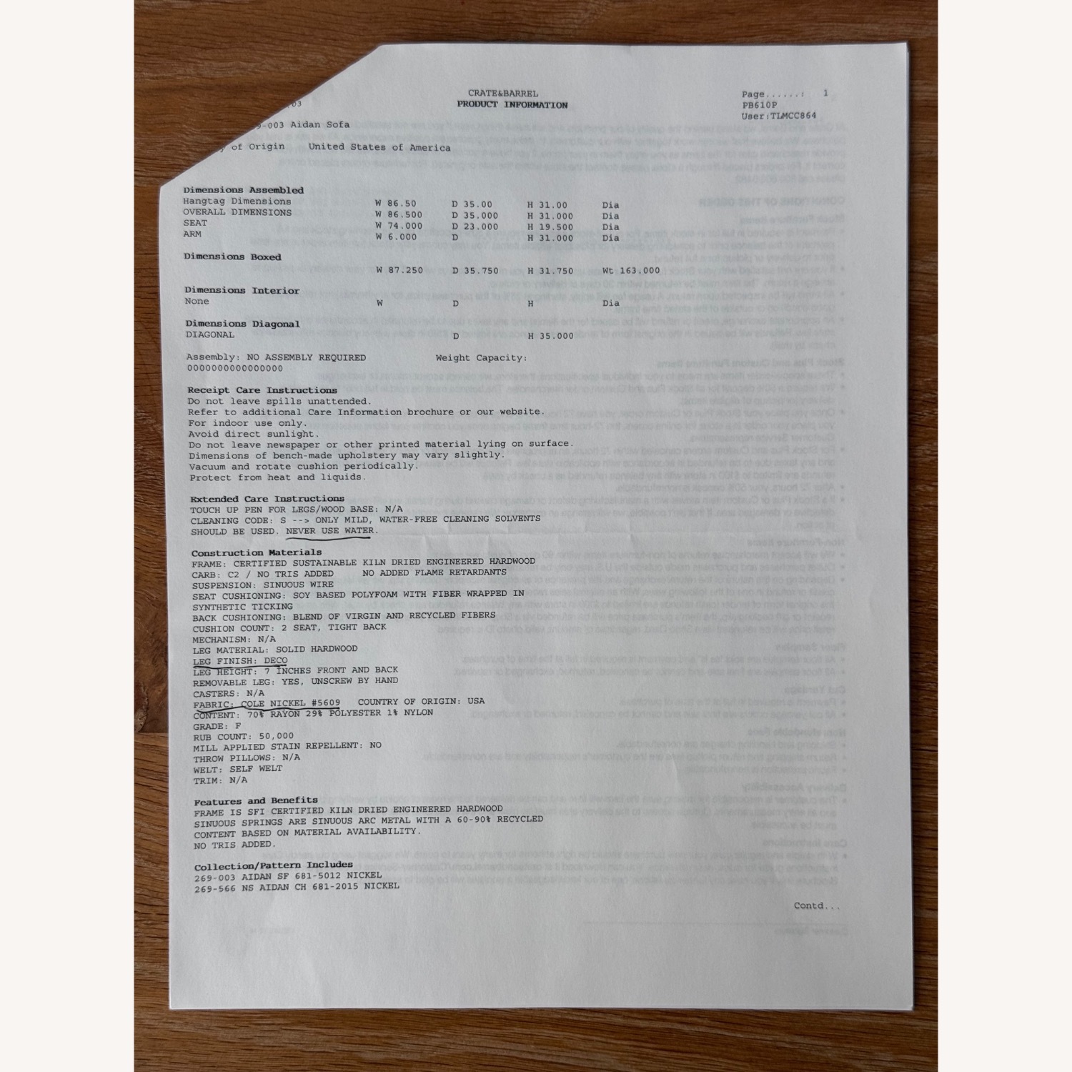 Crate & Barrel Aidan Light Gray 4 Seater Sofa - image-7