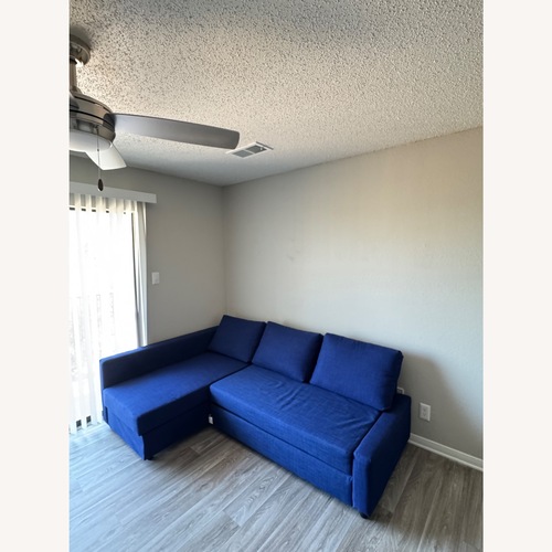 Used IKEA Friheten Blue 3+ Seater Sofa for sale on AptDeco