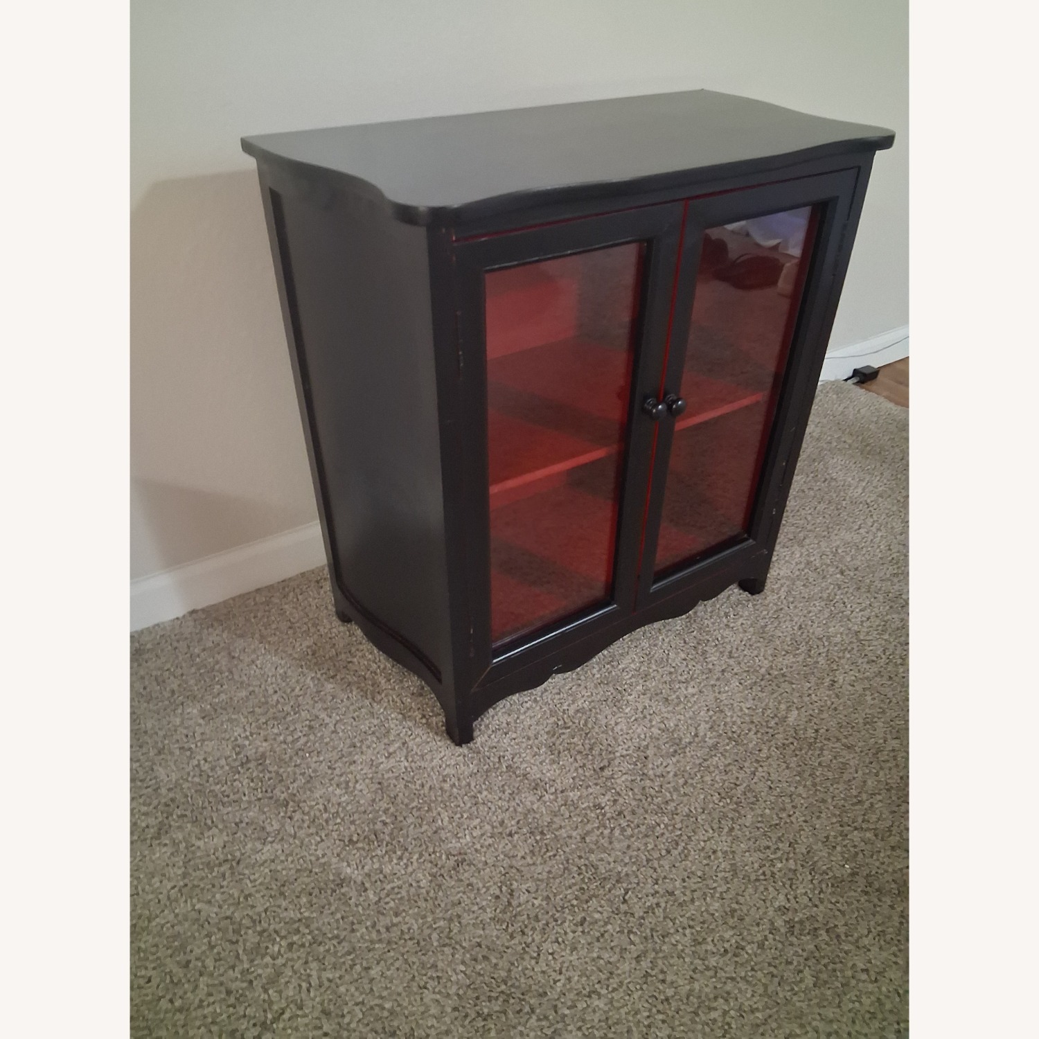 Black and Red Small Cabinet W Glass Doors - image-11