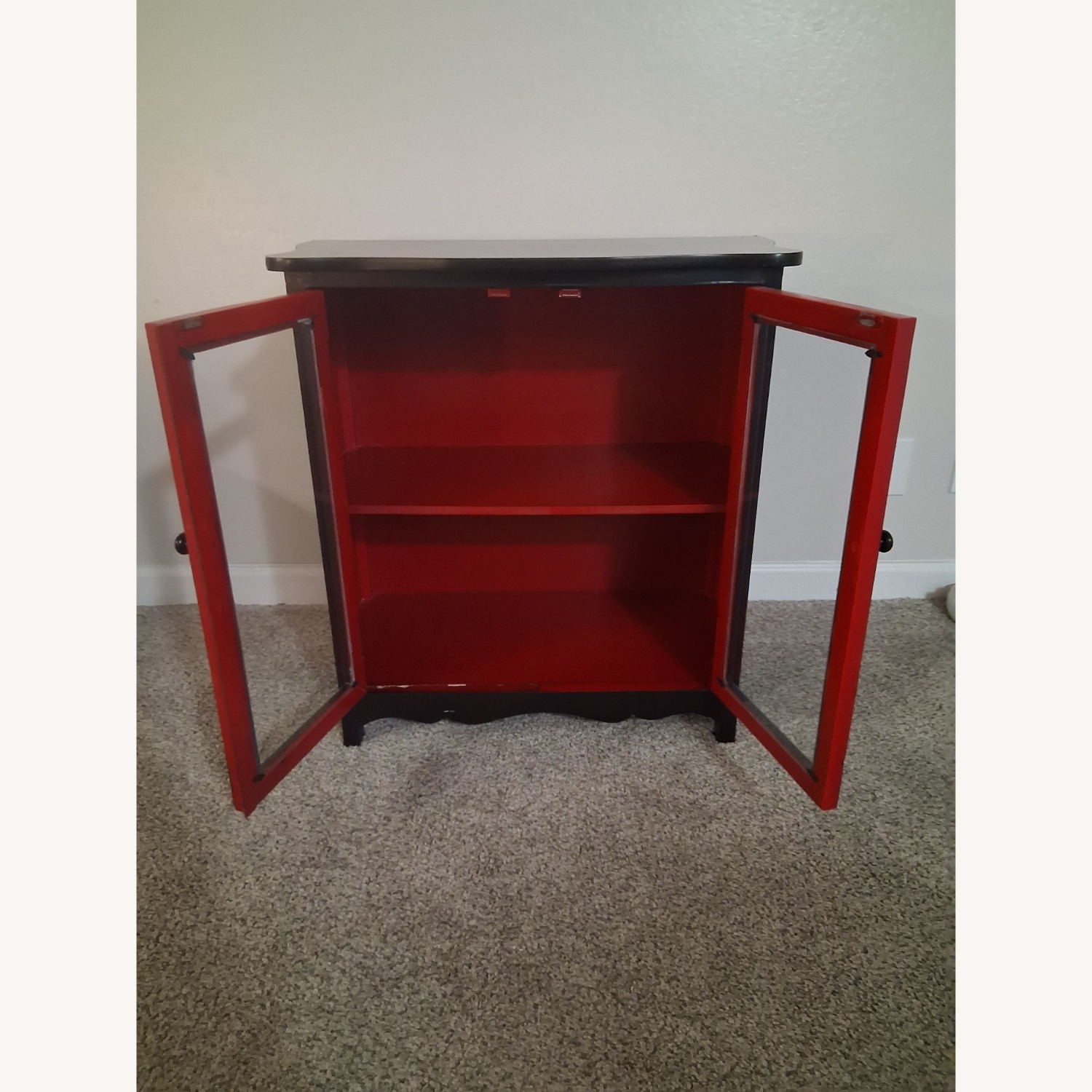 Black and Red Small Cabinet W Glass Doors - image-8