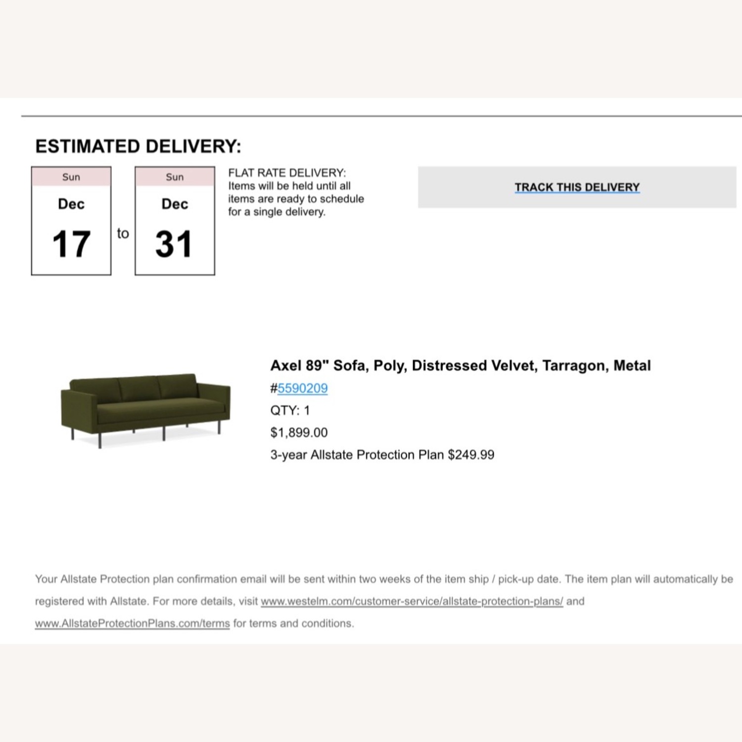 West Elm Axel 89" Sofa in Tarrgon Green - image-4