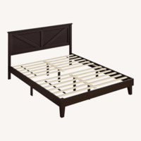 Winston Porter Dark Brown Wood Queen Bed