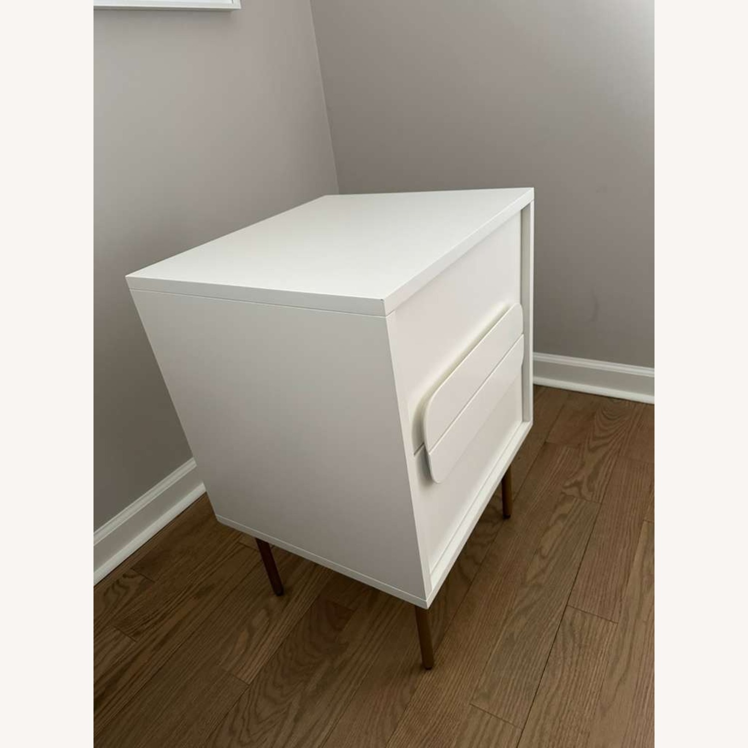 West Elm Gemini White Wood Nightstands - image-3