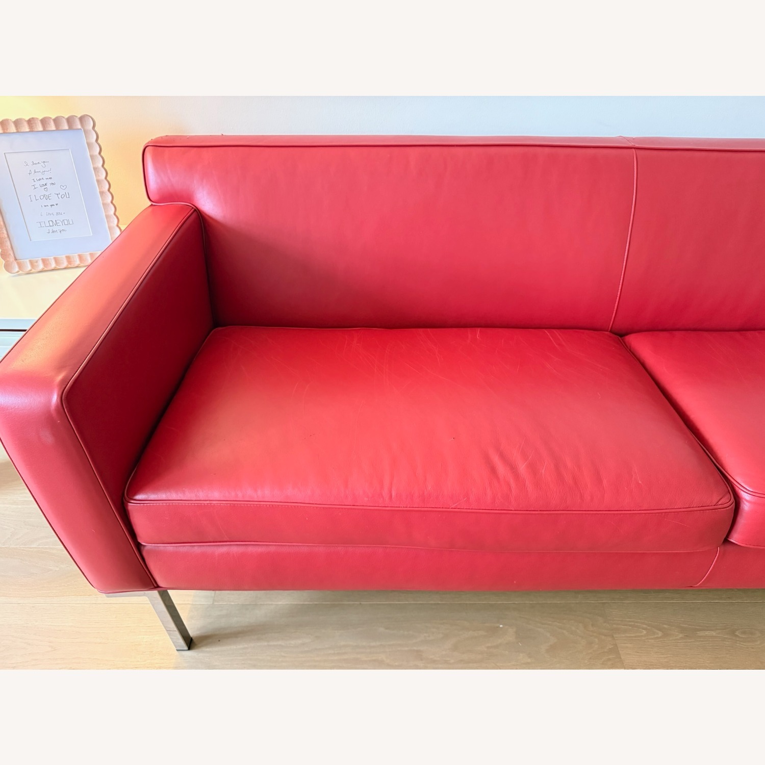 Design Within Reach Theatre Red Leather Theatre Sofa - image-5