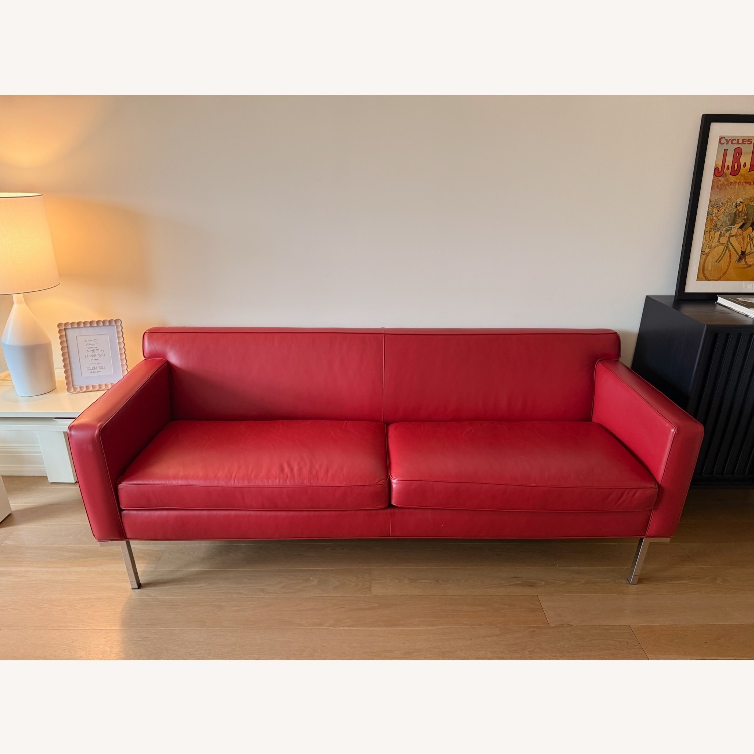 Design Within Reach Theatre Red Leather Theatre Sofa - image-1