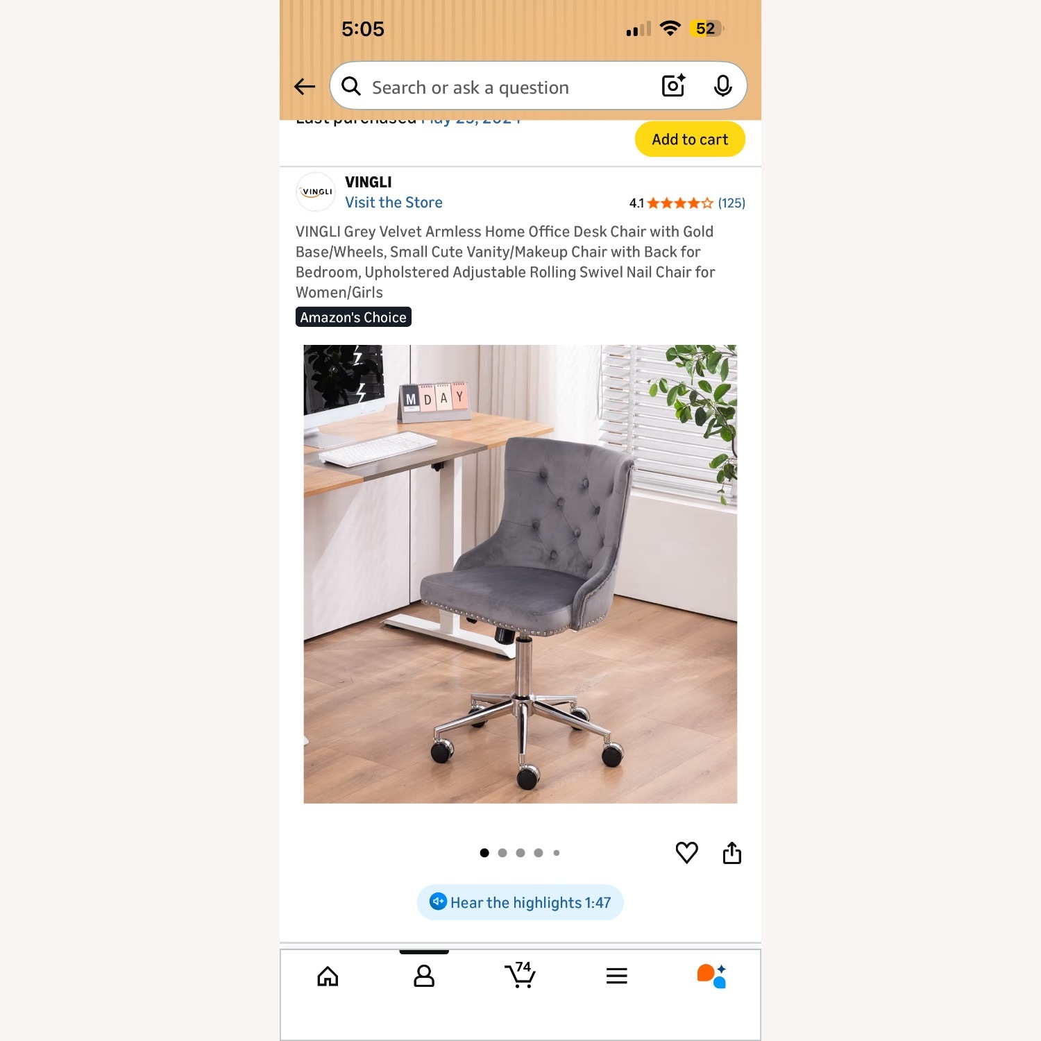 Light Gray Fabric Office Chair - image-3