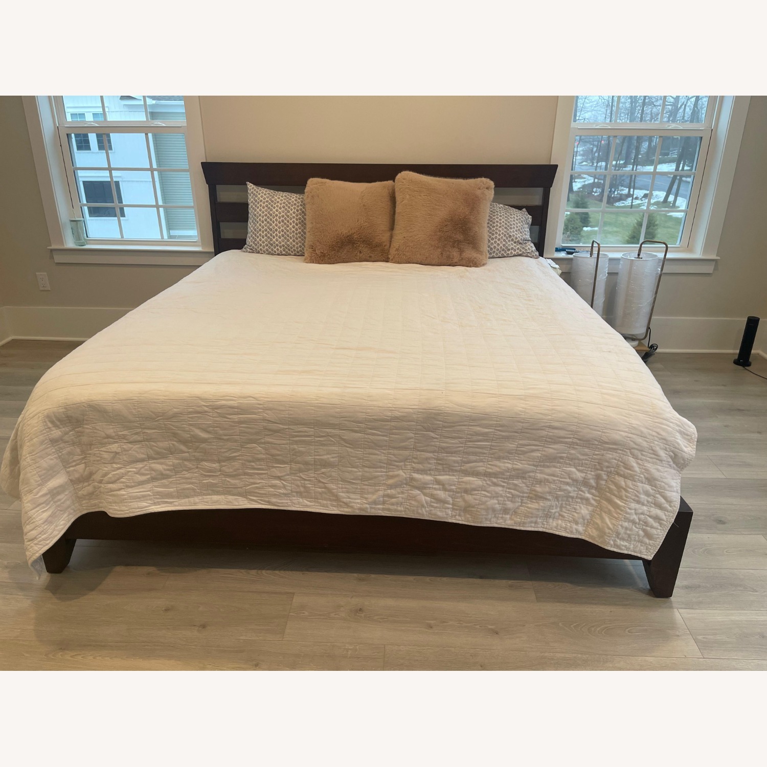 Ethan Allen Dark Brown Mahogany Wood King Bed - image-1