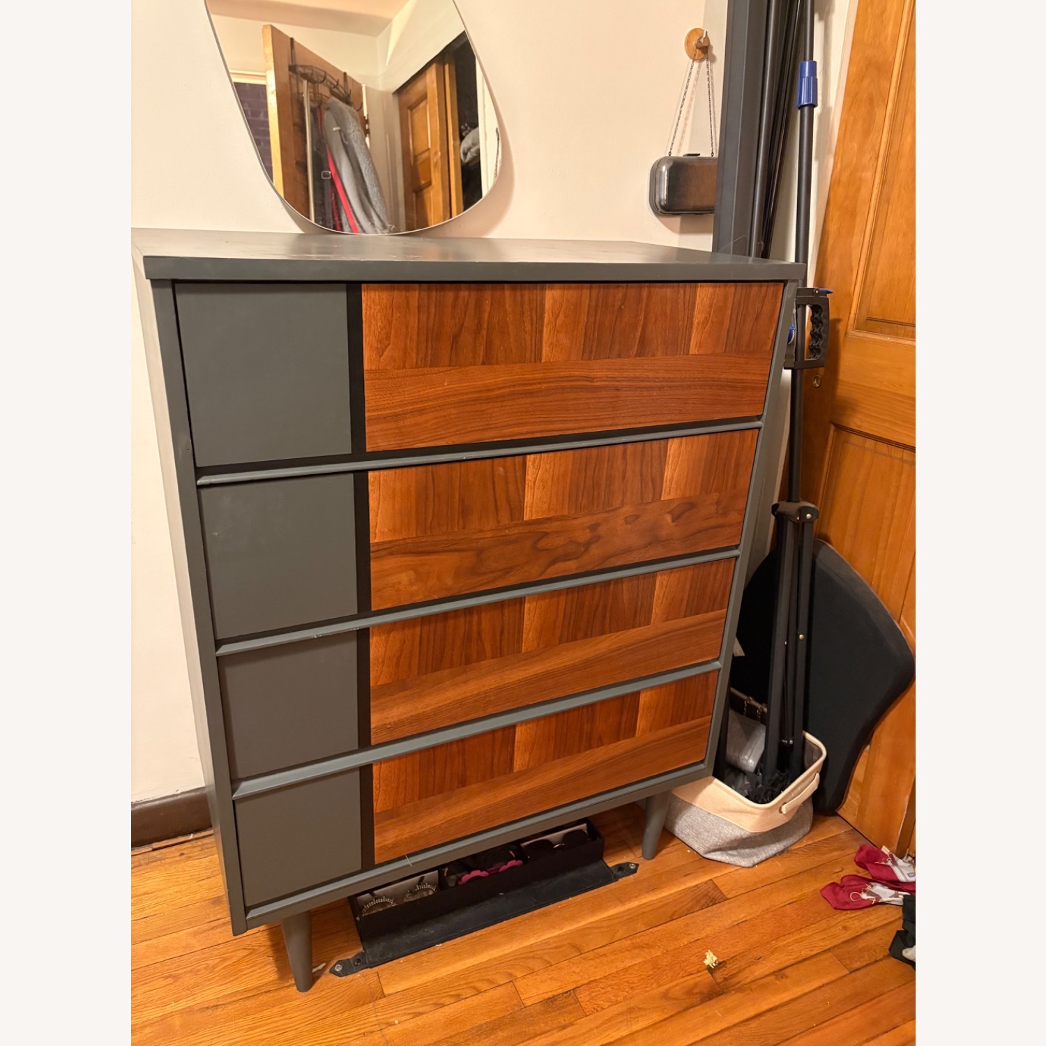 Light Gray Wood Dresser - image-1