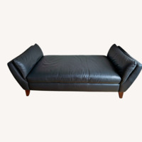 Modern Charcoal Leather Chaise Lounge 76”