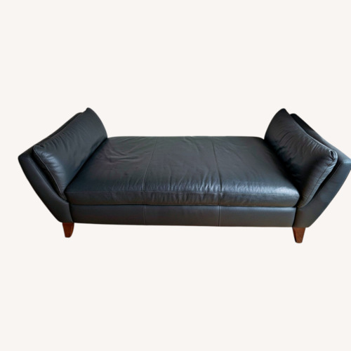 Used Modern Charcoal Leather Chaise Lounge 76” for sale on AptDeco