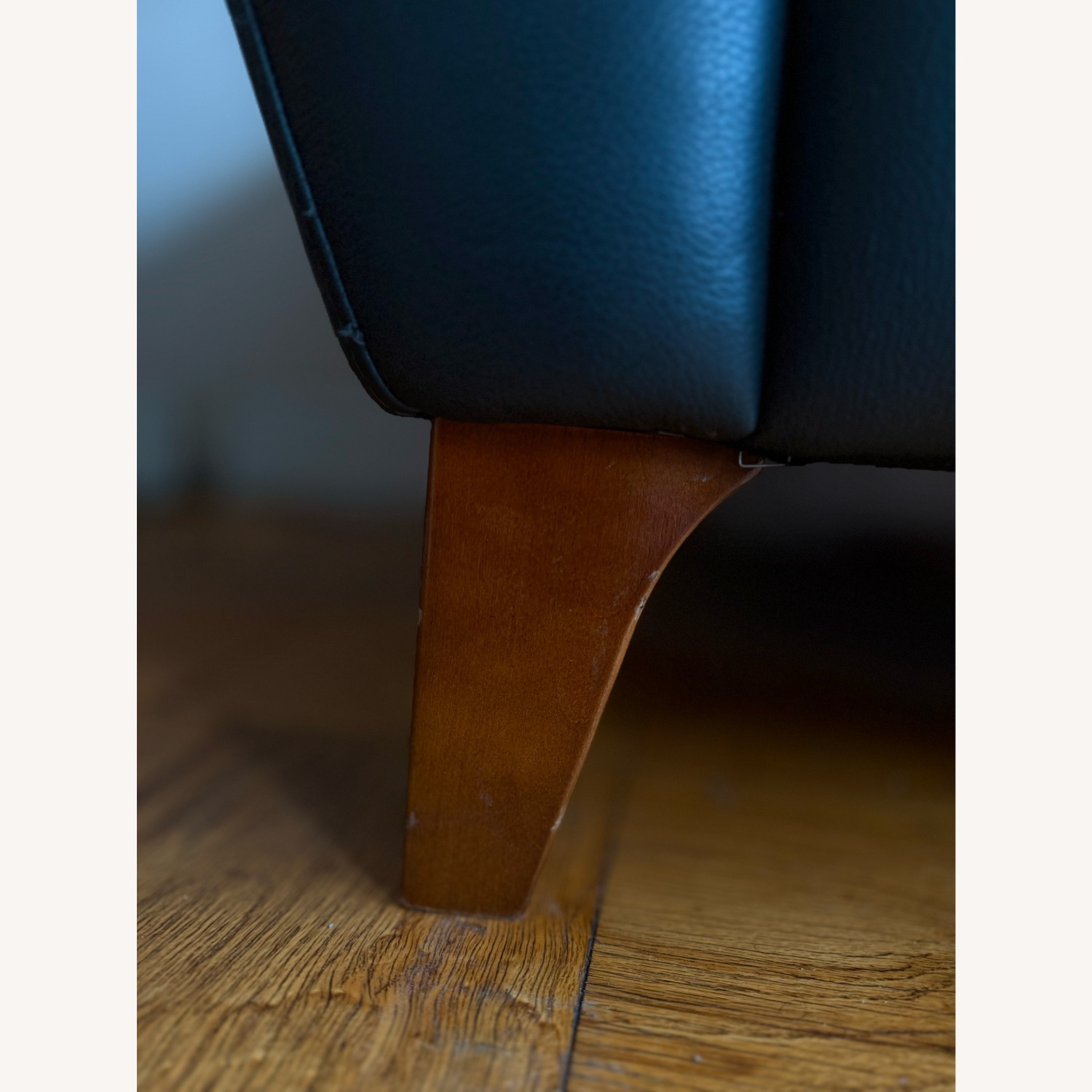 Modern Charcoal Leather Chaise Lounge 76” - image-4