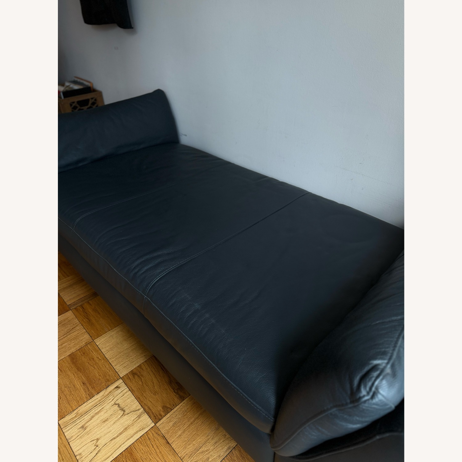 Modern Charcoal Leather Chaise Lounge 76” - image-3