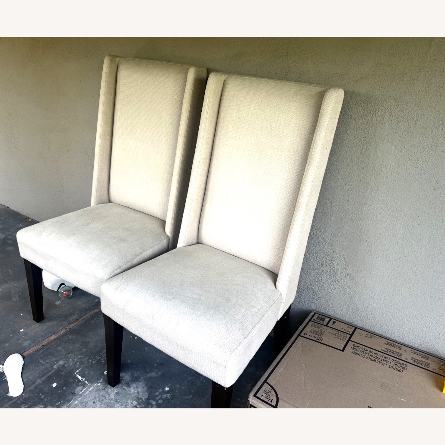 West Elm Willoughby Natural Fabric Dining Chairs - image-2