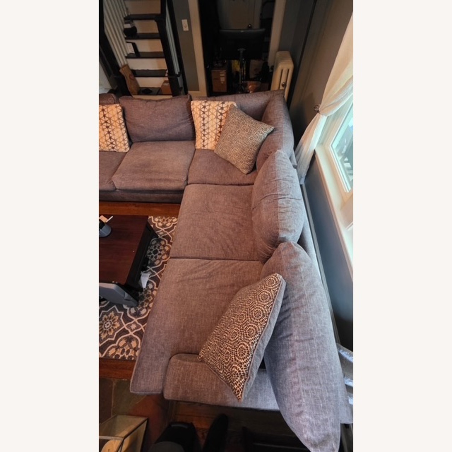 Dark Gray Fabric 3+ Piece Sectional - image-3