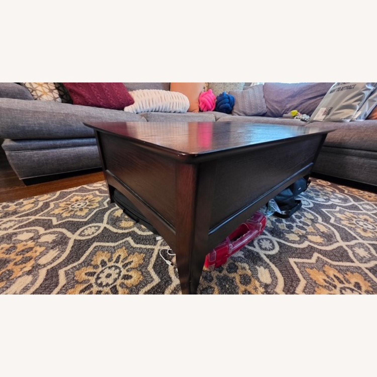 Raymour & Flanigan Dark Brown Wood Coffee Table - image-6