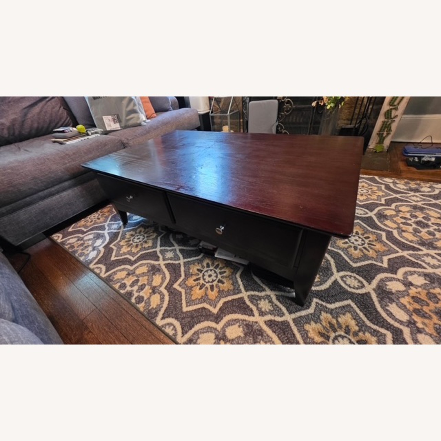 Raymour & Flanigan Dark Brown Wood Coffee Table - image-2