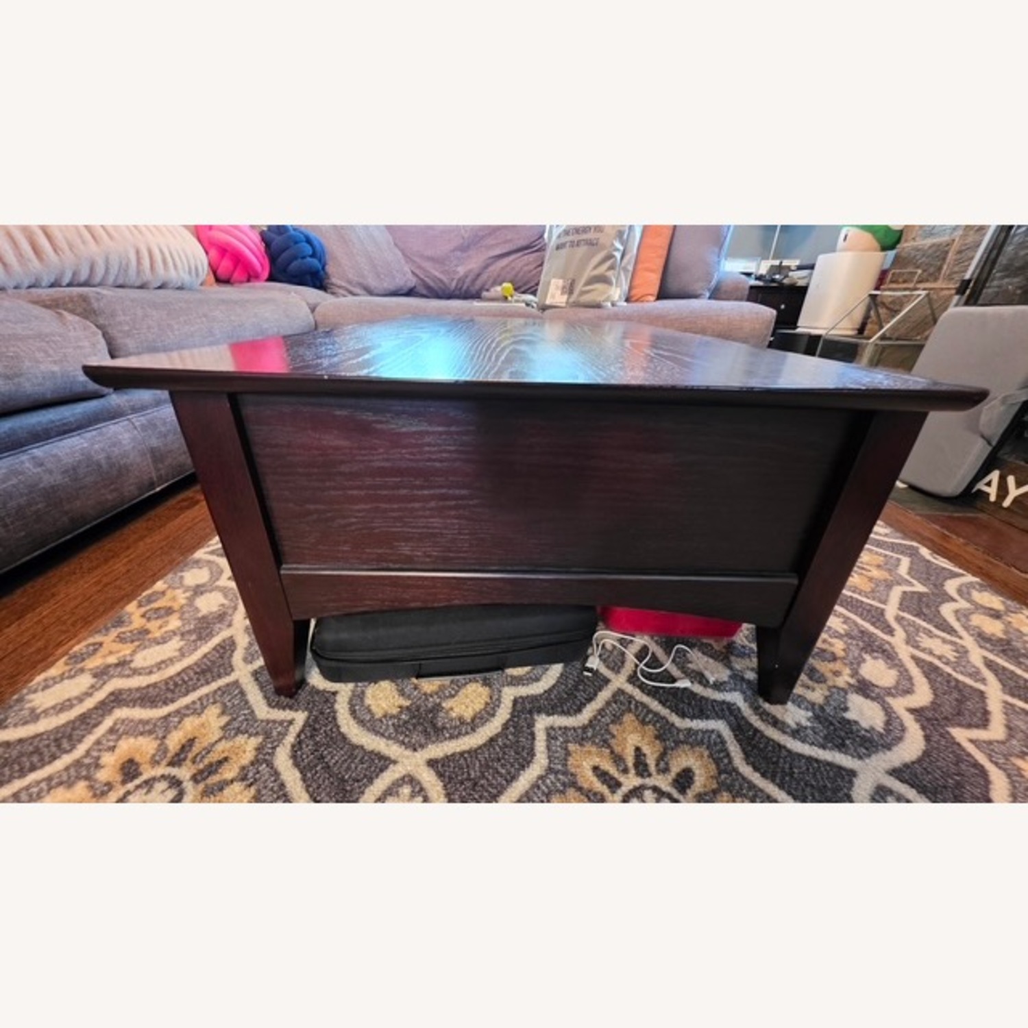 Raymour & Flanigan Dark Brown Wood Coffee Table - image-3