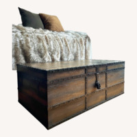 Horchow Rustic Mocha Oak Trunk Coffee Table