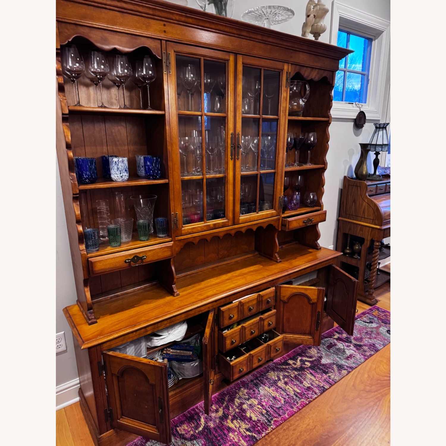 Light Brown Solid Wood China Hutch - image-3