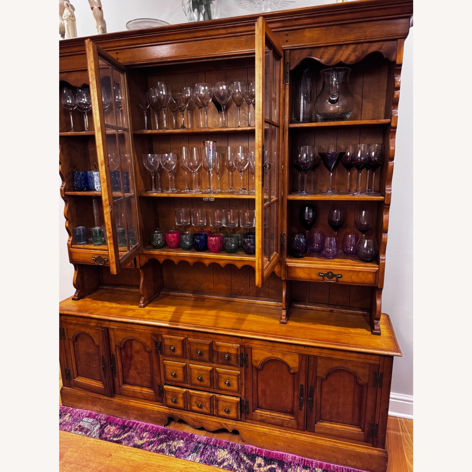 Light Brown Solid Wood China Hutch - image-5