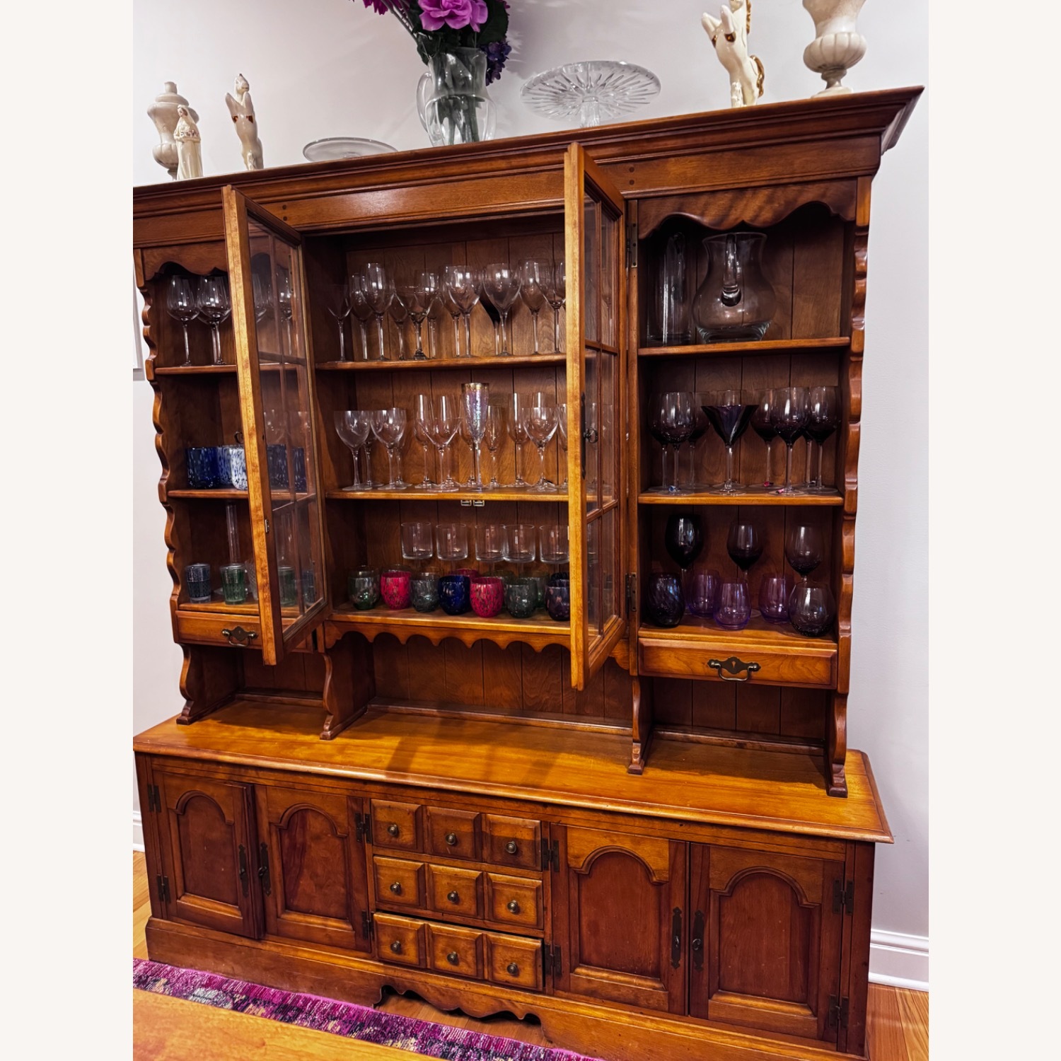 Light Brown Solid Wood China Hutch - image-6