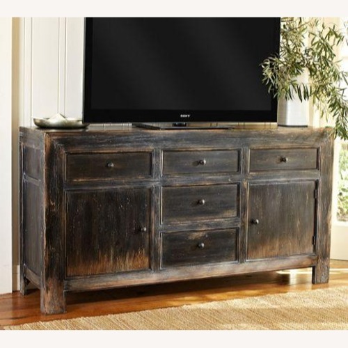 Used Pottery Barn Dawson Black Wood Media Storage for sale on AptDeco