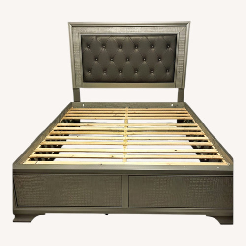 Used Gold Headboard Queen Bed Frame for sale on AptDeco