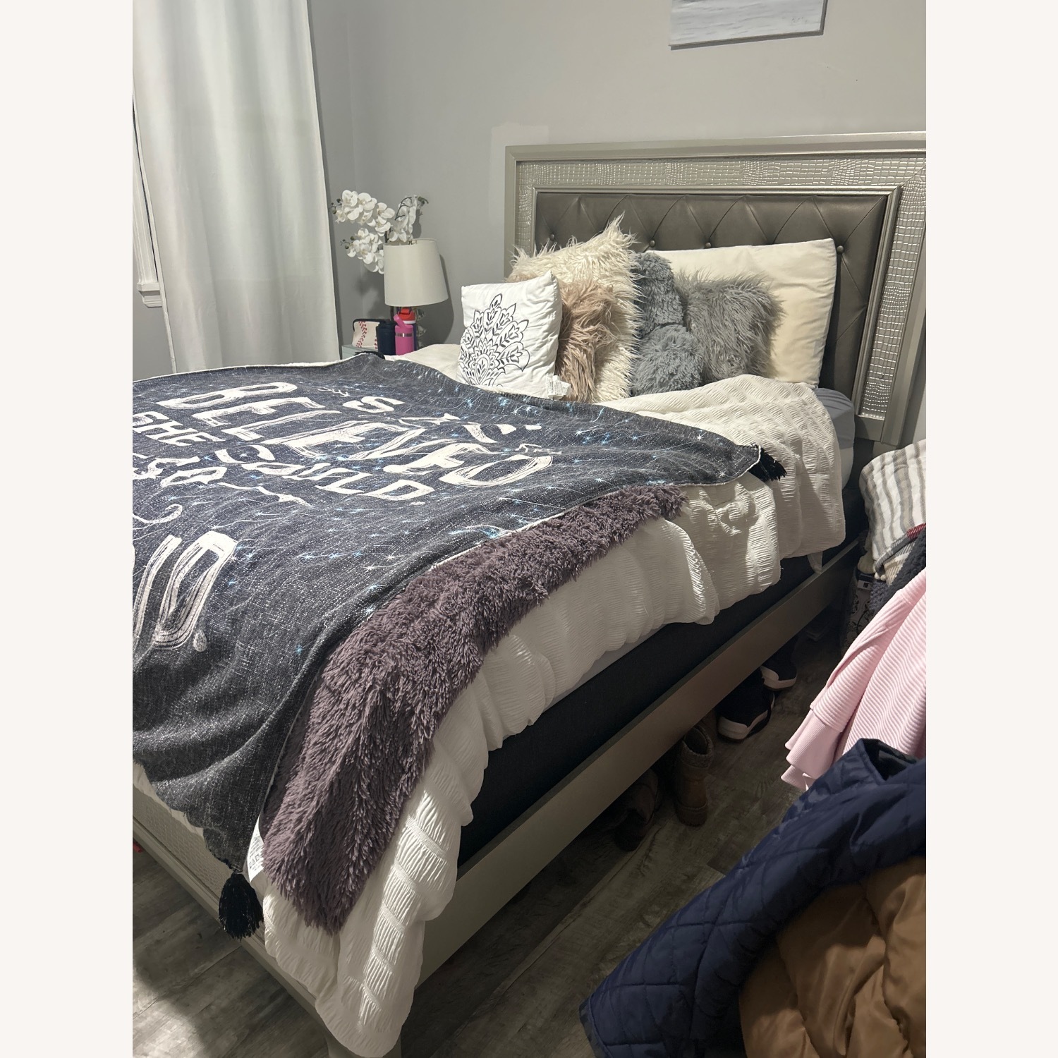 Gold Headboard Queen Bed Frame - image-3