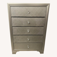Gold 5 Drawer Dresser with Crystal Knobs