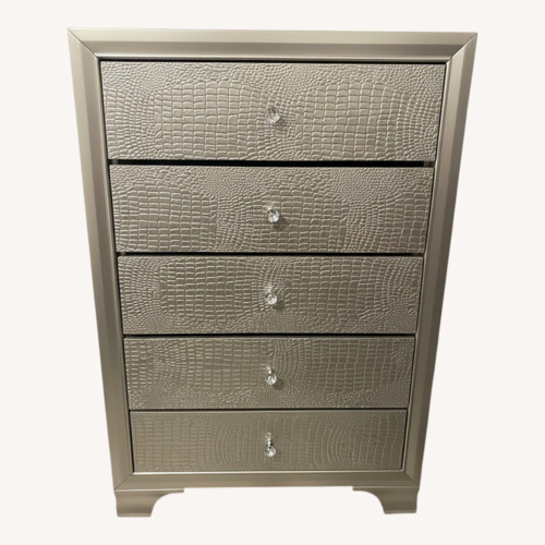 Used Gold 5 Drawer Dresser with Crystal Knobs for sale on AptDeco