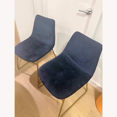 Used Wayfair Flomaton Blue Velvet Dining Chairs for sale on AptDeco