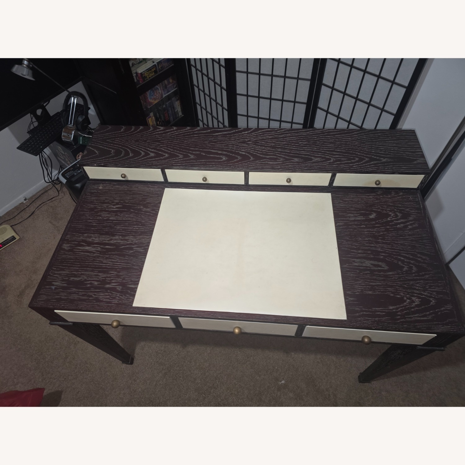 Vintage/Antique Dark Brown Wood Desk - image-2