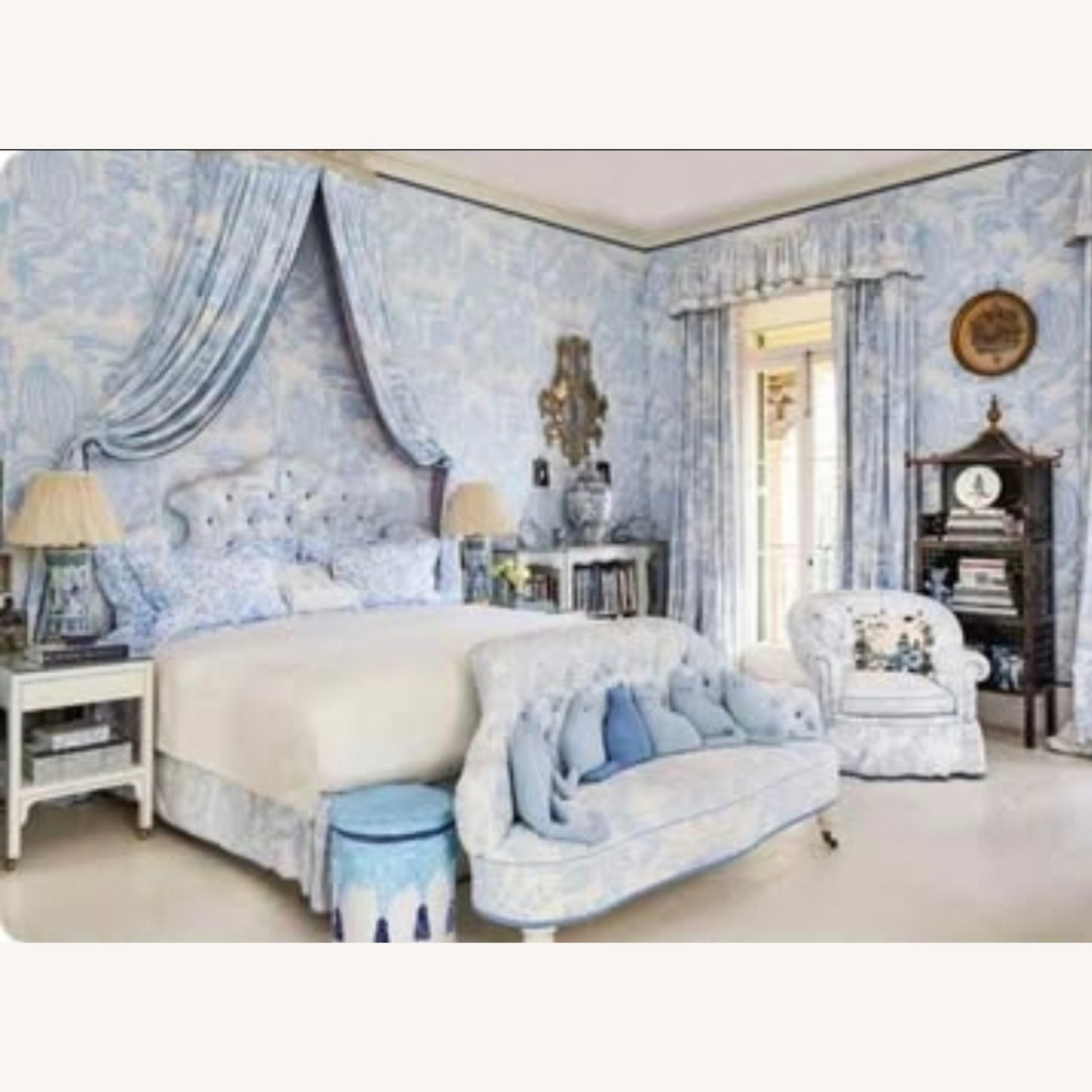 Edward Ferrell Cream Coral Pali Print Sofa - image-3