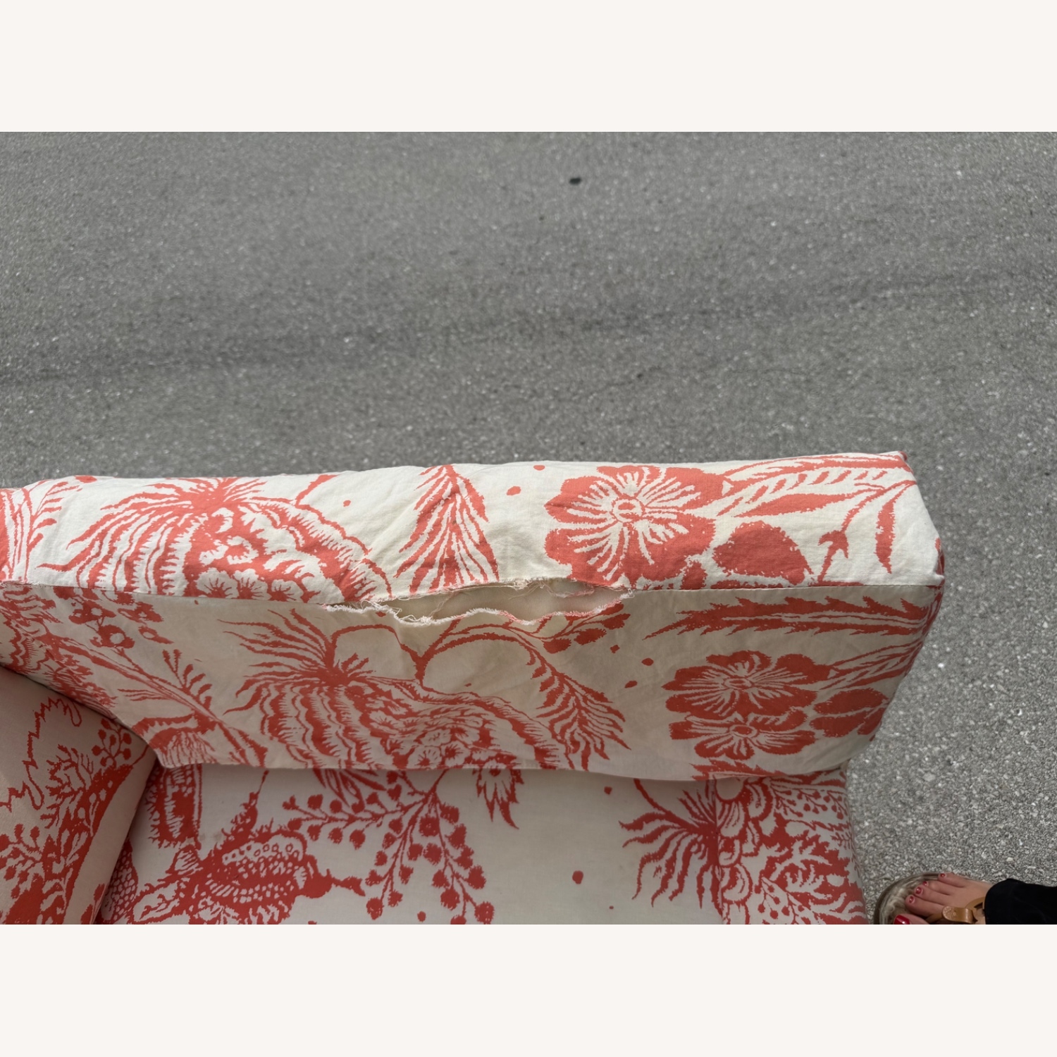 Edward Ferrell Cream Coral Pali Print Sofa - image-10