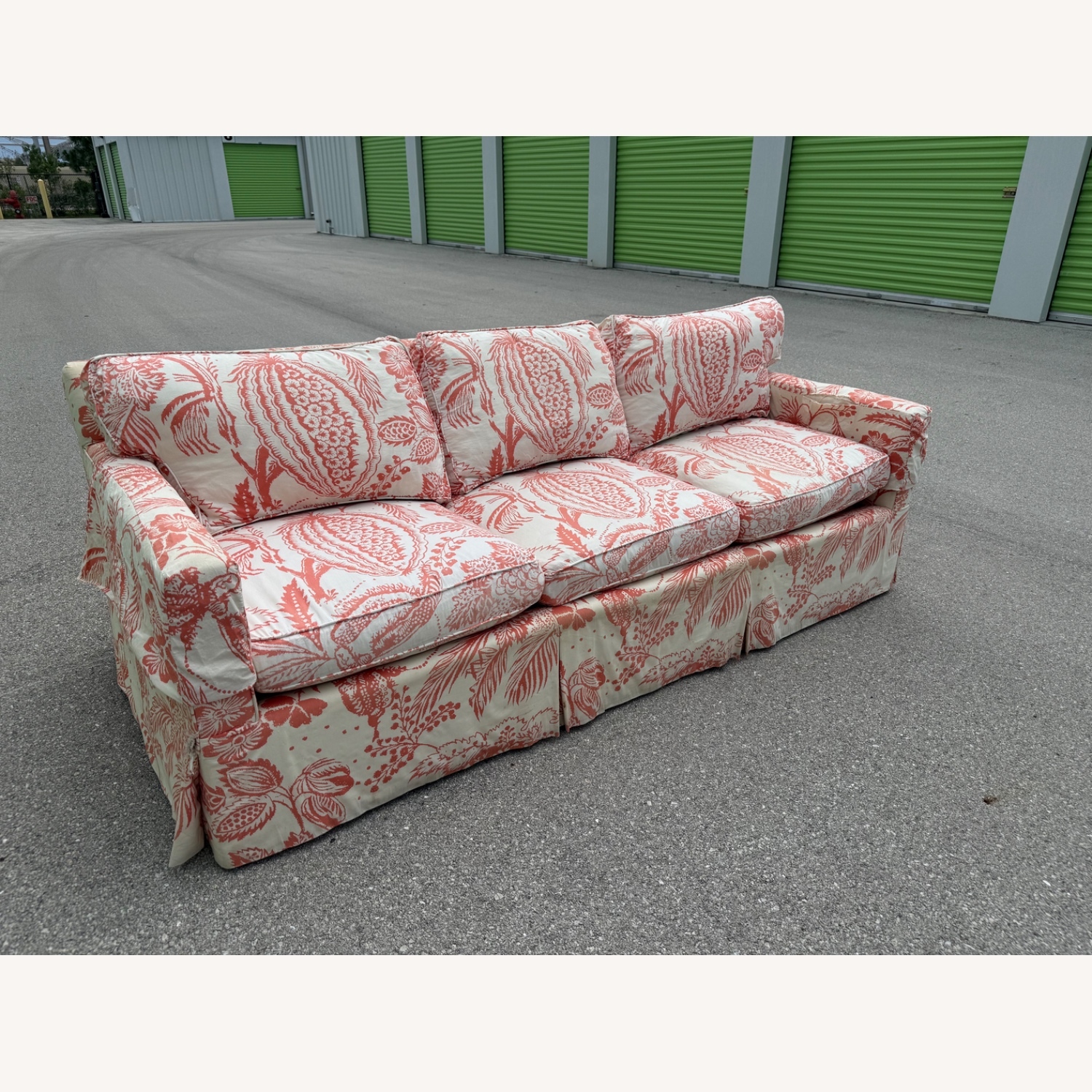 Edward Ferrell Cream Coral Pali Print Sofa - image-5